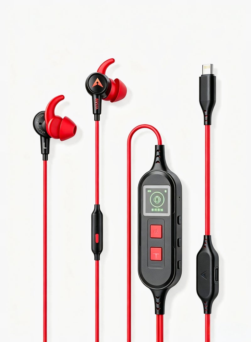 PIVA S6PRO-AR Gaming Headset Type-C RGB Lighting Wired 2-in-1 with PD27W Charging Port with the ability to charge your phone while playing without losing power or having to disconnect the headset. Equipped with a built-in sound card, 3D surround sound to accurately simulate reality while playing. Red color. - Image 2