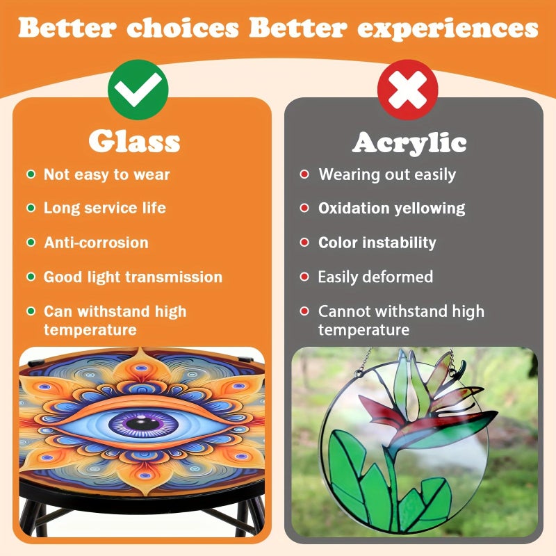 10 Inch Patio Side Table Round Glass Outdoor Coffee Stand Multifunctional - Image 4