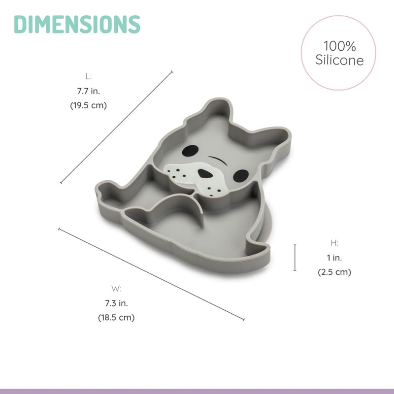 melii Divided Silicone Suction Plate for Babies and Toddlers â€“ 100% BPA-Free, Dishwasher, Microwave Safe, Non-Toxic Baby Feeding Plate - Fits Most High Chairs, Age 6 Months - (Bulldog) - Image 3