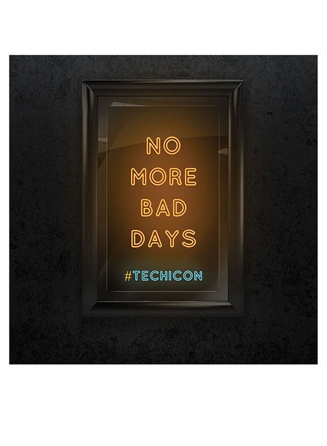 RYN No More Bad Days Themed Printed MDF Wall Art Black/Yellow/Cyan 30x30cm - Image 1