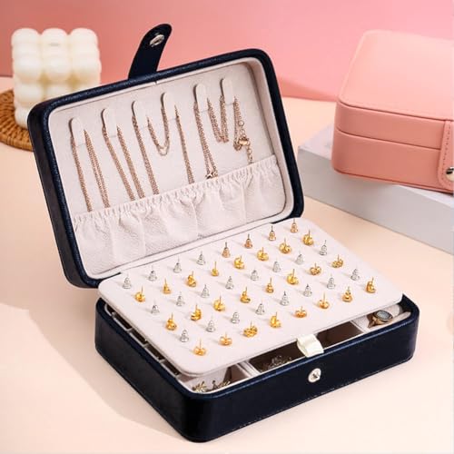 YouBella Jewellery Organisers Gifts Jewellery Box PU Leather Portable Lockable Home Jwell organizer Storage Box Case with Dividers Container for Rings, Earrings, Necklace for girls and women (Black) - Image 3