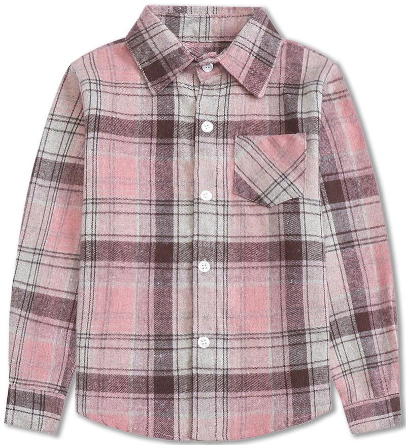 SANGTREE Womens Plaid Flannel Shirt Long Sleeve Button Down Shirts Pink Plaid, Small - Image 5