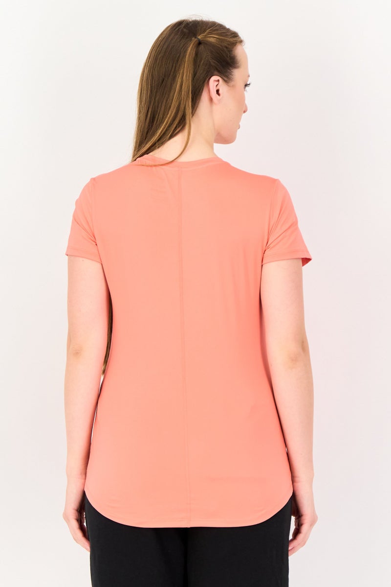 Nike Women Slim Fit Short Sleeves Training Top, Coral - Image 3