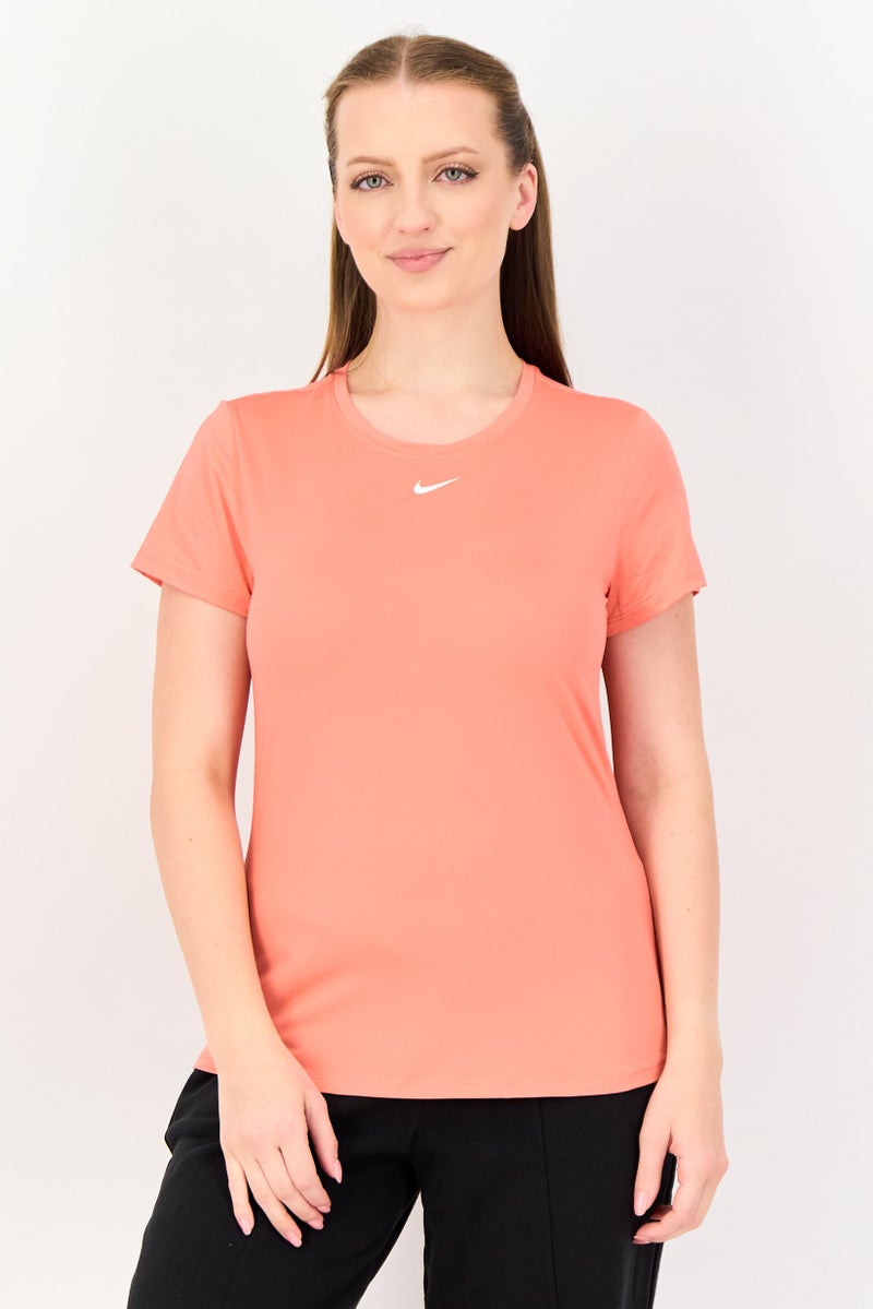 Nike Women Slim Fit Short Sleeves Training Top, Coral - Image 1