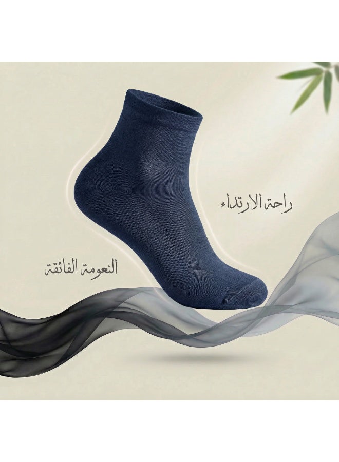دودوليزا شراب رجالي كلاسيك من البامبو بتقنية نانو الفضة مضاد للبكتيريا مقاس متوسط كحلي 5 أزواج - Image 5
