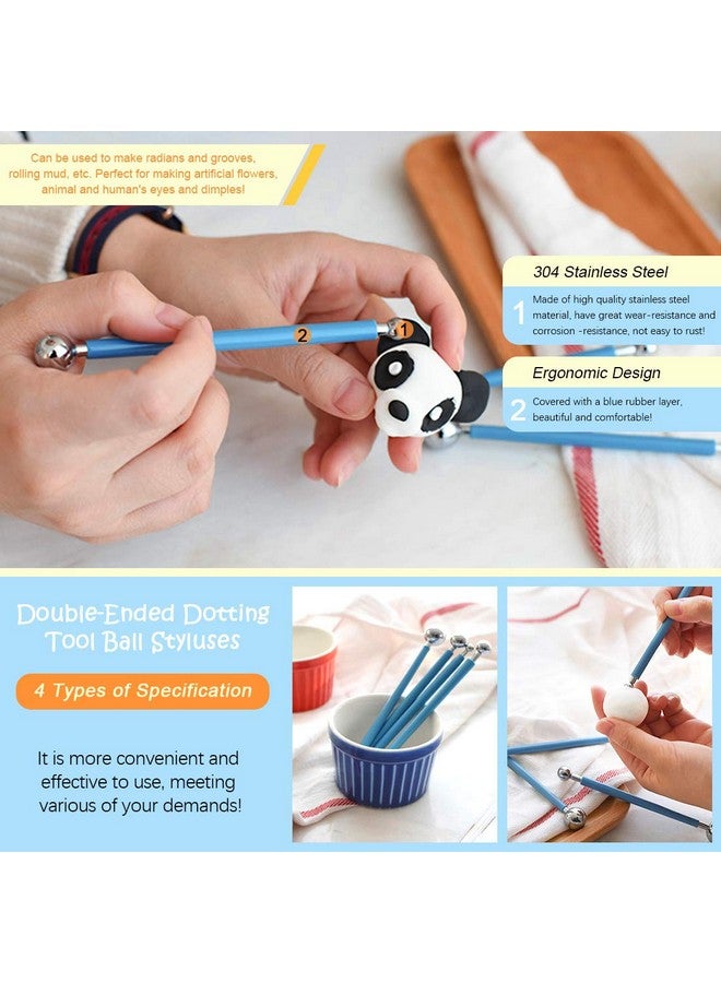 Rustark 24 Pcs Pottery Tools Polymer Modeling Clay Sculpting Tools Set Dotting Pen Silicone Tips Ball Stylus Pottery Ceramic Clay Indentation For Clay Ceramic Sculpture Cake Fondant Decoration - Image 3