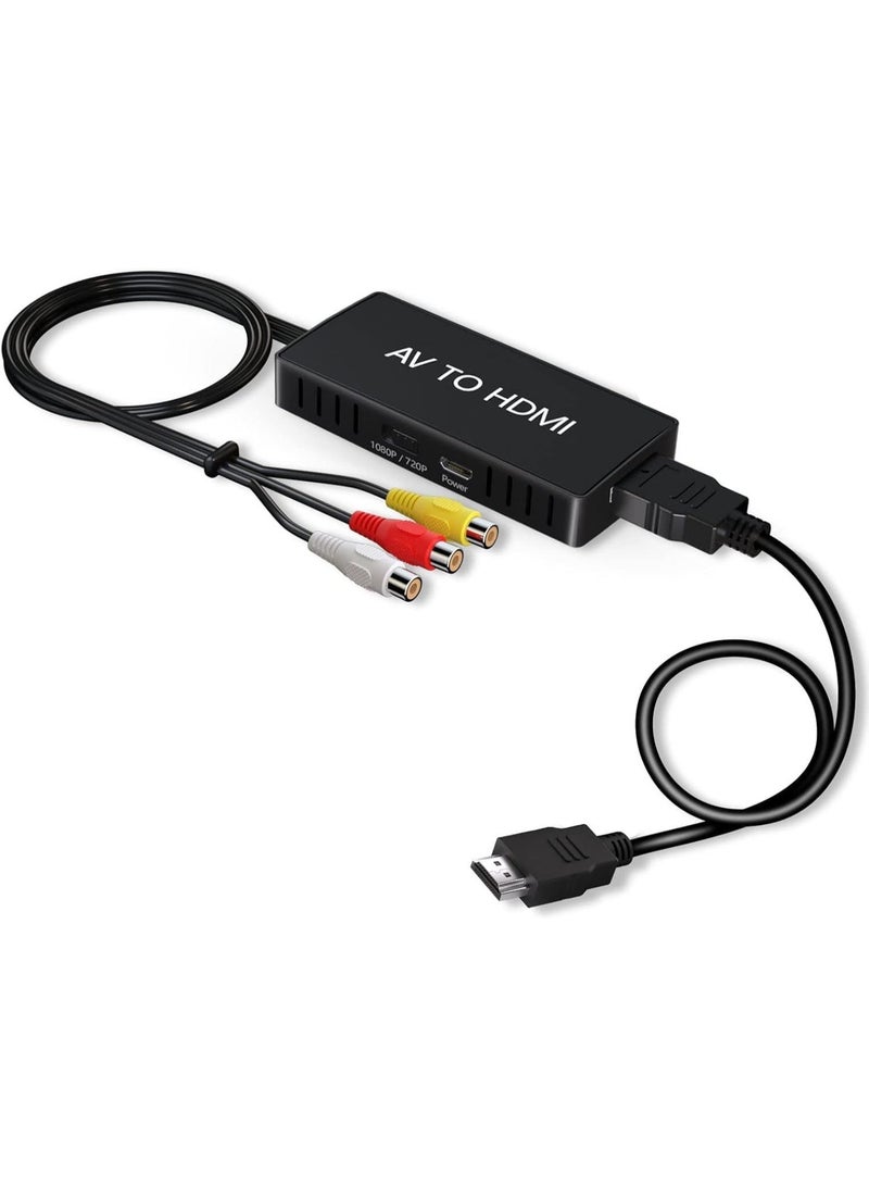 RCA to HDMI Converter Adapter for Wii/PS2/VHS/VCR/DVD/X Box/N64 to New TV - AV/Composite to HDMI - Supports PAL/NTSC, 720P/1080P - Image 1