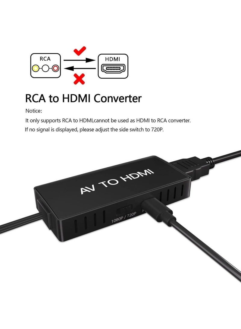 RCA to HDMI Converter Adapter for Wii/PS2/VHS/VCR/DVD/X Box/N64 to New TV - AV/Composite to HDMI - Supports PAL/NTSC, 720P/1080P - Image 5