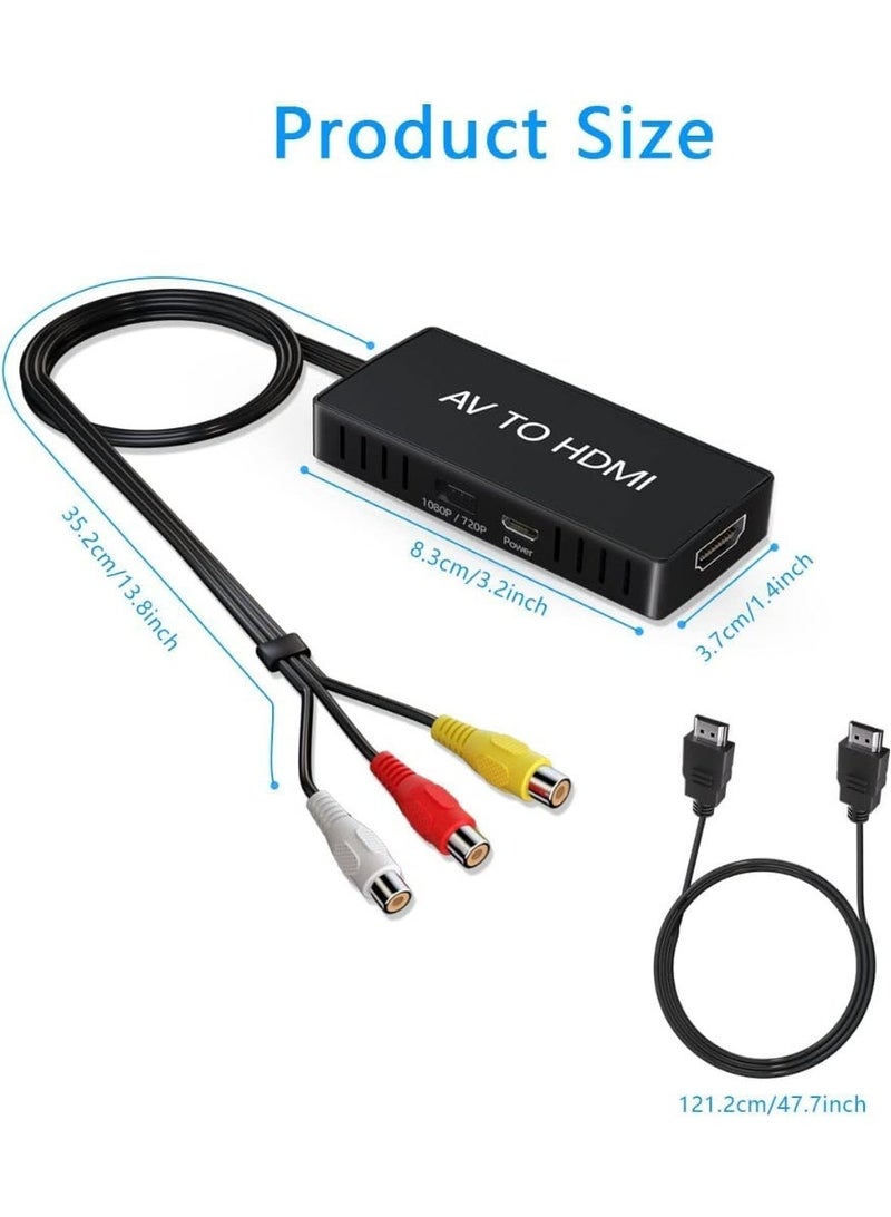 RCA to HDMI Converter Adapter for Wii/PS2/VHS/VCR/DVD/X Box/N64 to New TV - AV/Composite to HDMI - Supports PAL/NTSC, 720P/1080P - Image 4