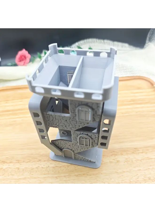 Rock Texture Foldable Dice Tower With Double Tray For Durable DnD Game Accessory - Image 1