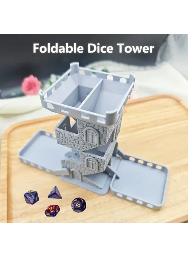 Rock Texture Foldable Dice Tower With Double Tray For Durable DnD Game Accessory - Image 2