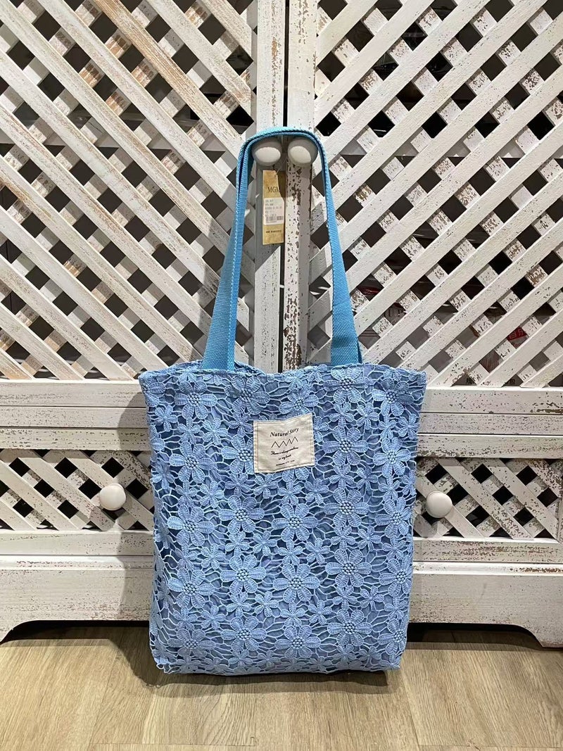 Japanese-Style Casual Versatile Canvas Underarm Bag Ins Fashion Lace Handbag Floral Hollow Single Shoulder Women'S Bag Artistic - Image 5