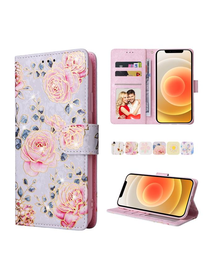 Zaboon Case For iPhone 12 / 12 Pro Bronzing Painting RFID Leather Case - Image 1