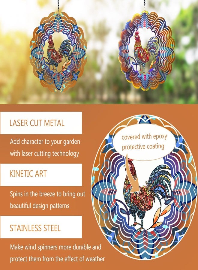 DKJOCKY Rooster Metal Wind Spinners - Chicken Gifts Spinner for Women Mom Men Dad Grandpa Husband, Hanging Wind Spinner for Outdoor & Indoor Decorations, 12 inch for Ornament Gifts - Image 3