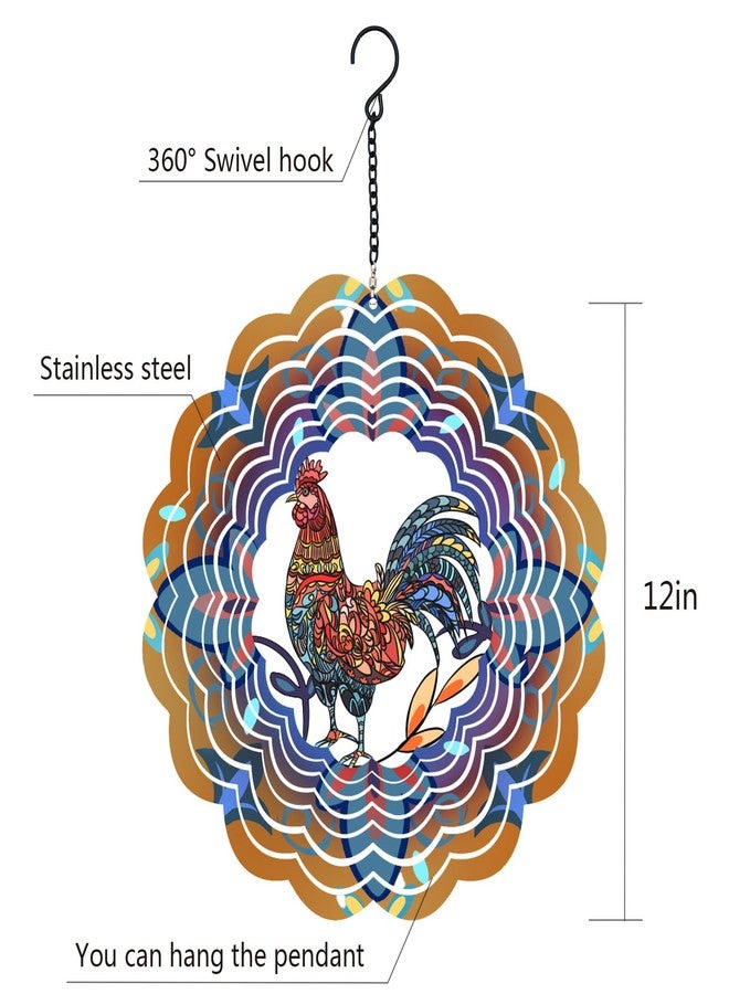DKJOCKY Rooster Metal Wind Spinners - Chicken Gifts Spinner for Women Mom Men Dad Grandpa Husband, Hanging Wind Spinner for Outdoor & Indoor Decorations, 12 inch for Ornament Gifts - Image 5