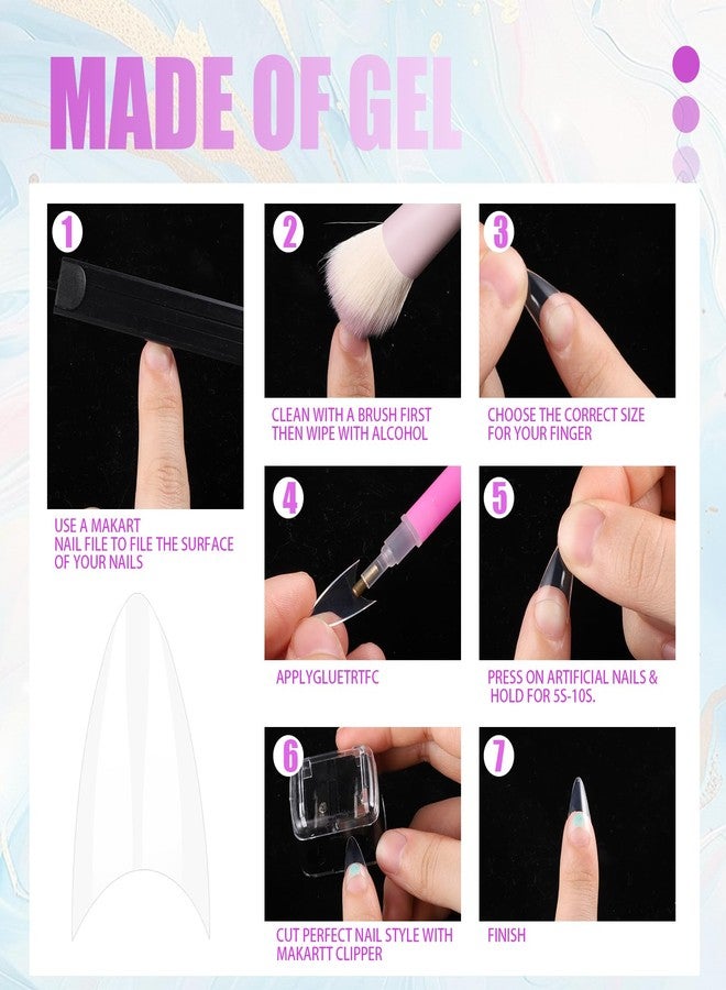simarro 500 Pcs Short Nail Tips, Almond Half Cover Nail Tips Nail Extensions Transparent Gel Nails for Nail Technicians, Beginners DIY Practice Art Design at Home - Image 4