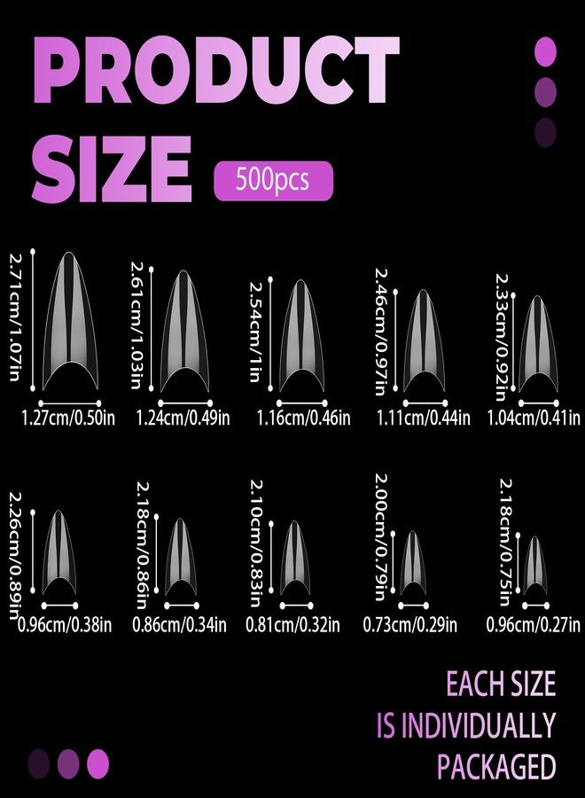 simarro 500 Pcs Short Nail Tips, Almond Half Cover Nail Tips Nail Extensions Transparent Gel Nails for Nail Technicians, Beginners DIY Practice Art Design at Home - Image 2