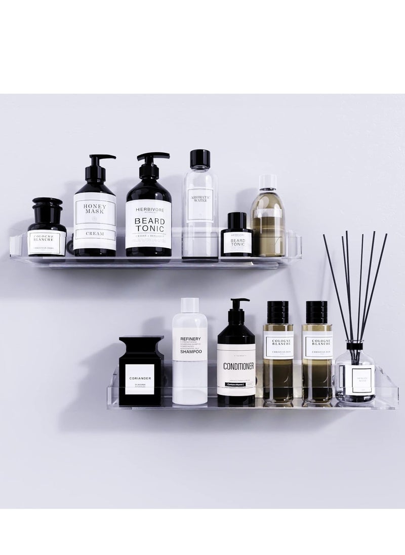 Rose - Shower Caddy Shelves With Soap Dish, No Drilling Wall Self Adhesive Clear Shower Floating Shelf, Bathroom Storage Organizer Wall Mounted for Home - Image 1
