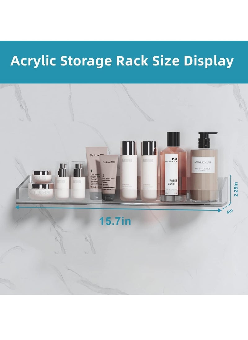 Rose Shower Caddy Shelves With Soap Dish, No Drilling Wall Self Adhesive Clear Shower Floating Shelf, Bathroom Storage Organizer Wall Mounted for Home  - Image 2