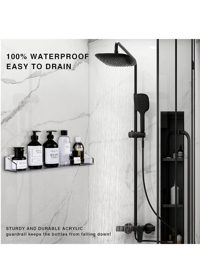 Rose Shower Caddy Shelves With Soap Dish, No Drilling Wall Self Adhesive Clear Shower Floating Shelf, Bathroom Storage Organizer Wall Mounted for Home  - Image 3