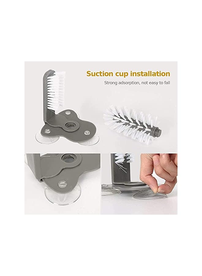 promass Glass Washer With Double Sided Bristle Brush, Glass Cup Brush Cleaner With Suction Cups, Standing Glass Bottle Cup Cleaner for Bar Kitchen Sink Washing Cleaning Tools - Image 5