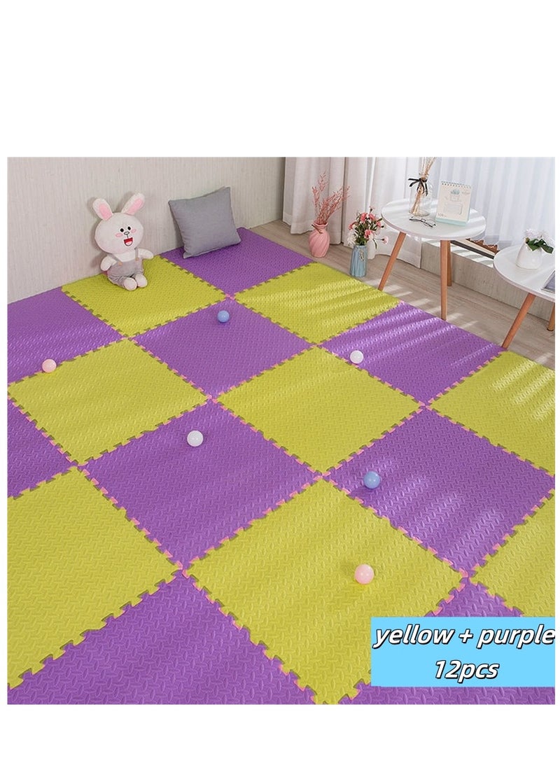 12 حزمة لغز أرضية حصيرة ، 60 × 60 سم إيفا رغوة أرضية Playmats مع سمك 2.5 سم ، الألعاب للأطفال حماية الأرضيات ممارسة حصيرة ، للرياضات المنزلية ، معدات التمرين ، تمرين اليوغا ، صالات الألعاب الرياضية للأطفال واللعب للأطفال (12 جهاز كمبيوتر شخصي ، 6 أصفر + 6 أرجواني) - Image 1