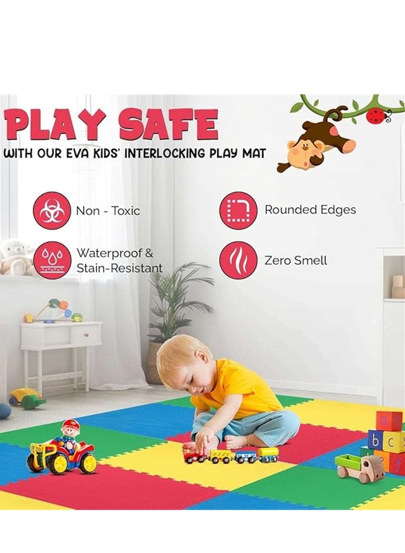 12 حزمة لغز أرضية حصيرة ، 60 × 60 سم إيفا رغوة أرضية Playmats مع سمك 2.5 سم ، الألعاب للأطفال حماية الأرضيات ممارسة حصيرة ، للرياضات المنزلية ، معدات التمرين ، تمرين اليوغا ، صالات الألعاب الرياضية للأطفال واللعب للأطفال (12 جهاز كمبيوتر شخصي ، 6 أصفر + 6 أرجواني) - Image 2