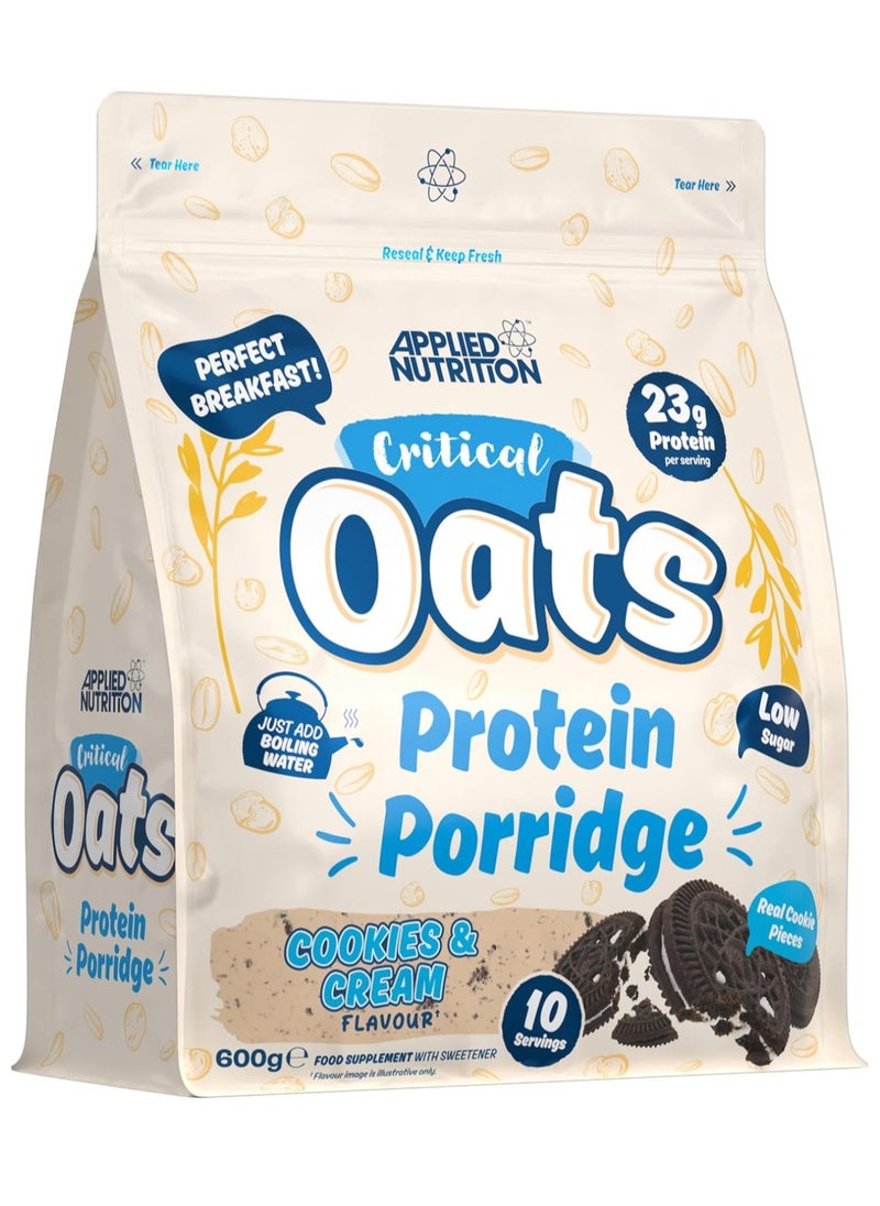Applied Nutrition Critical Oats Advanced Protein Porridge - Whey Protein Powder Blend with Wholegrain Oats & ISO-XP Protein Isolate, Amino Acids, Cookies and Cream, 600g  - Image 1