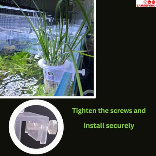 SANSEFERO Premier Plants Water Plant Holder Pot Cup for Aquarium Fish Tank Decoration and Aquascape Aquaponic Plant Growing Landscape Plants Decoration Hanging Type (White 2 Pieces) - Image 4