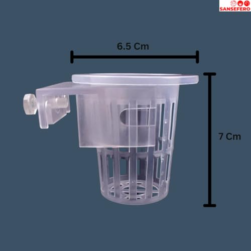 SANSEFERO Premier Plants Water Plant Holder Pot Cup for Aquarium Fish Tank Decoration and Aquascape Aquaponic Plant Growing Landscape Plants Decoration Hanging Type (White 2 Pieces) - Image 3