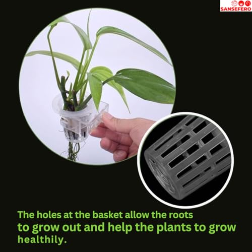 SANSEFERO Premier Plants Water Plant Holder Pot Cup for Aquarium Fish Tank Decoration and Aquascape Aquaponic Plant Growing Landscape Plants Decoration Hanging Type (White 2 Pieces) - Image 2