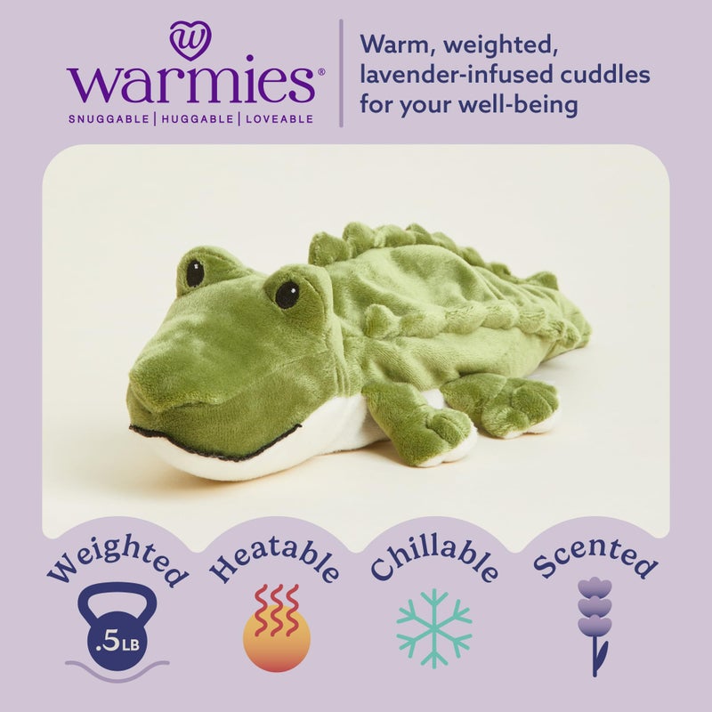 warmies Junior Microwavable & Weighted Stuffed Animals, Alligator - Heated Stuffed Animal Plushie for Warmth & Comfort - Cute Soft Plush Toys for Adults & Children (Boys, Girls, Babies & Toddlers) - Image 2