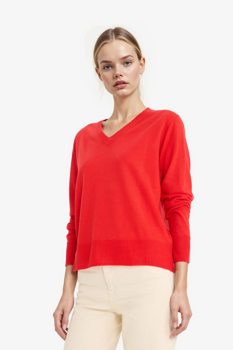 ديفاكتو بلوفر تريكو قصة مريحة برقبة على شكل V - Image 3