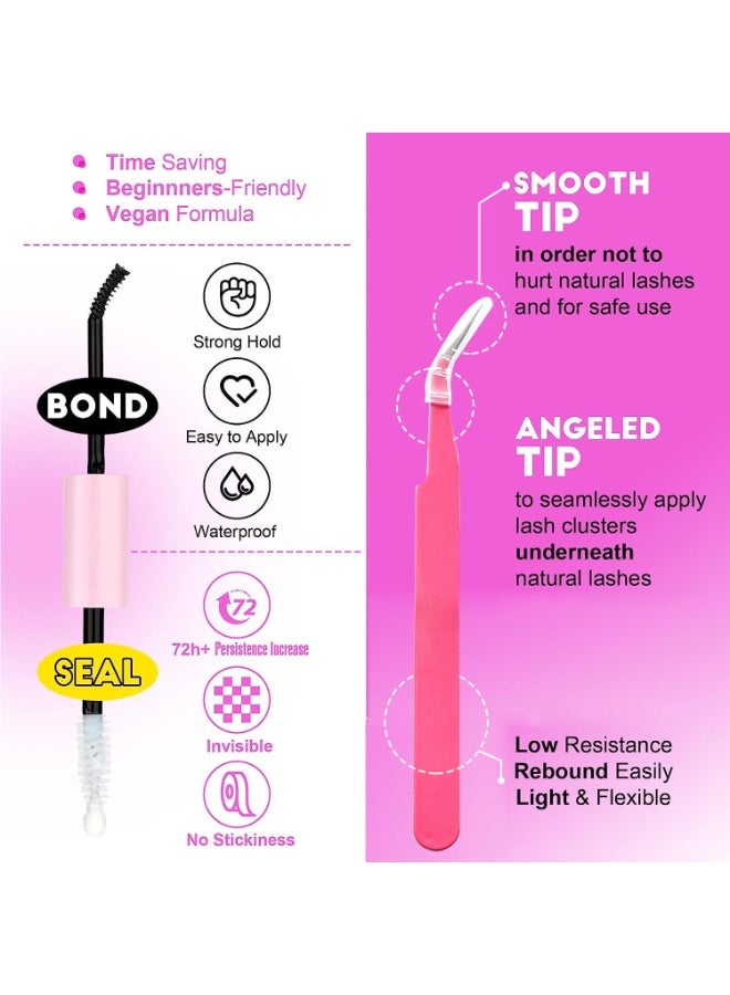 KHAJUL Lash Extension Kit DIY 280pcs Lash Clusters Eyelash Extension Kit, 9-16mm 30D 40D Individual Lashes Kit with Lash Tweezers and Glue - Image 5