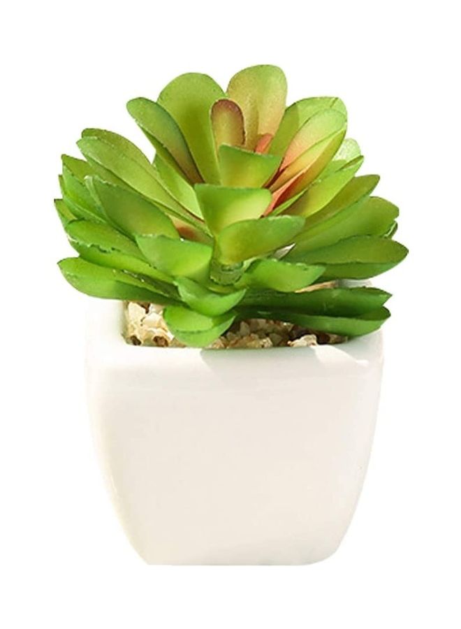 NIBEMINENT Artificial Succulent Potted Plant Green/White - Image 1