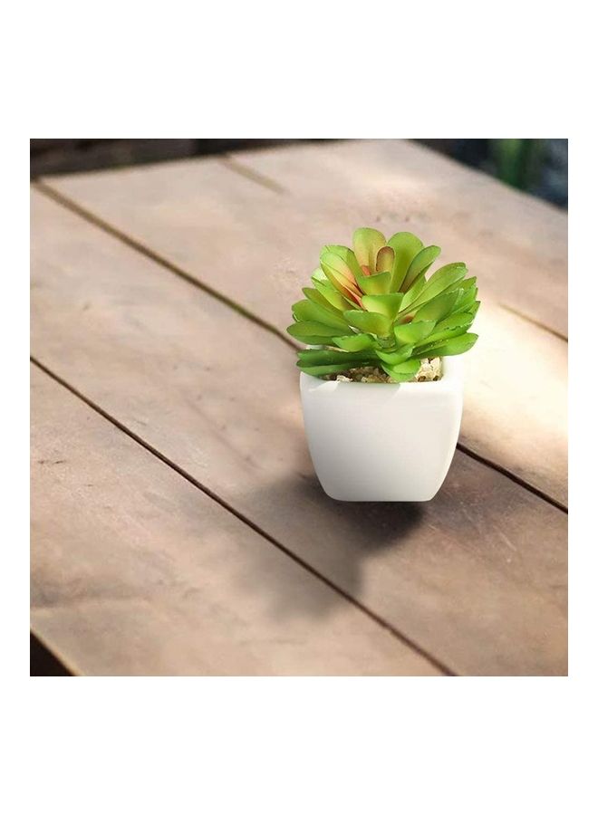NIBEMINENT Artificial Succulent Potted Plant Green/White - Image 4