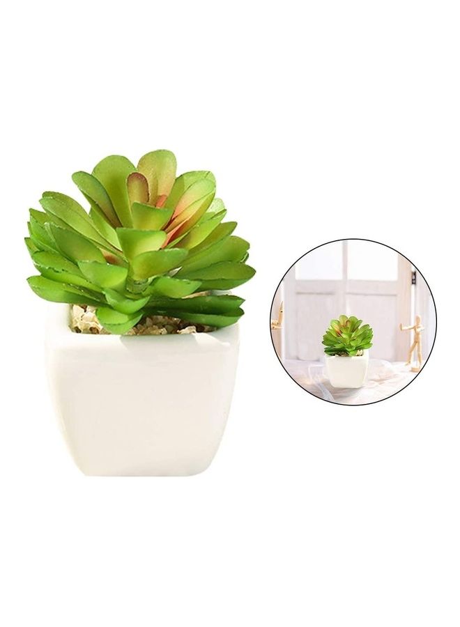 NIBEMINENT Artificial Succulent Potted Plant Green/White - Image 5