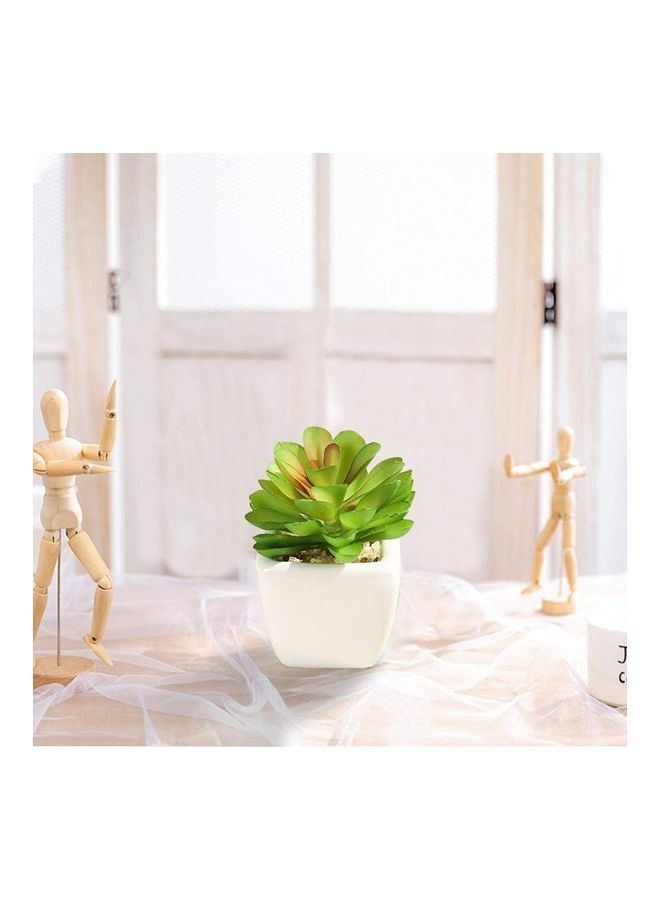 NIBEMINENT Artificial Succulent Potted Plant Green/White - Image 2