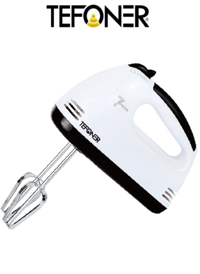 TEFONER 7-speed electric mixer. Powerful 300-watt electric hand mixer. Multi-purpose electric mixer with four heads. Cordless electric egg beater. - Image 1