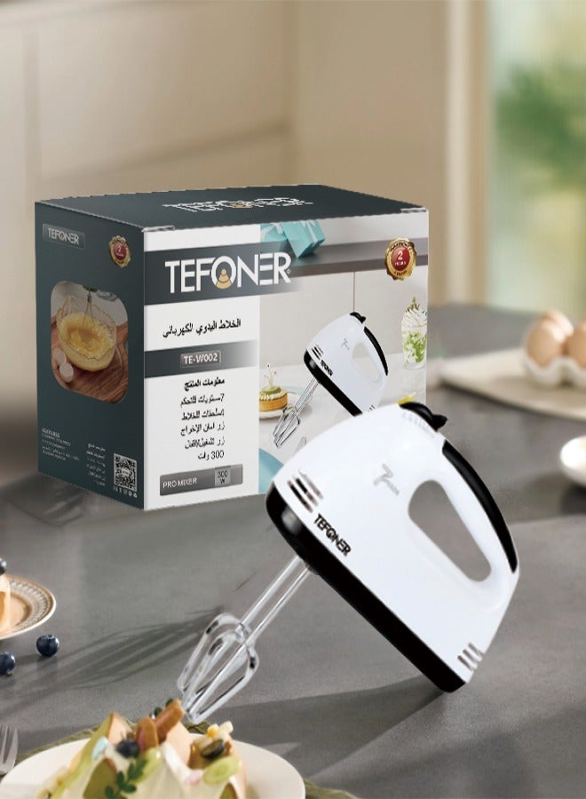 TEFONER 7-speed electric mixer. Powerful 300-watt electric hand mixer. Multi-purpose electric mixer with four heads. Cordless electric egg beater. - Image 3