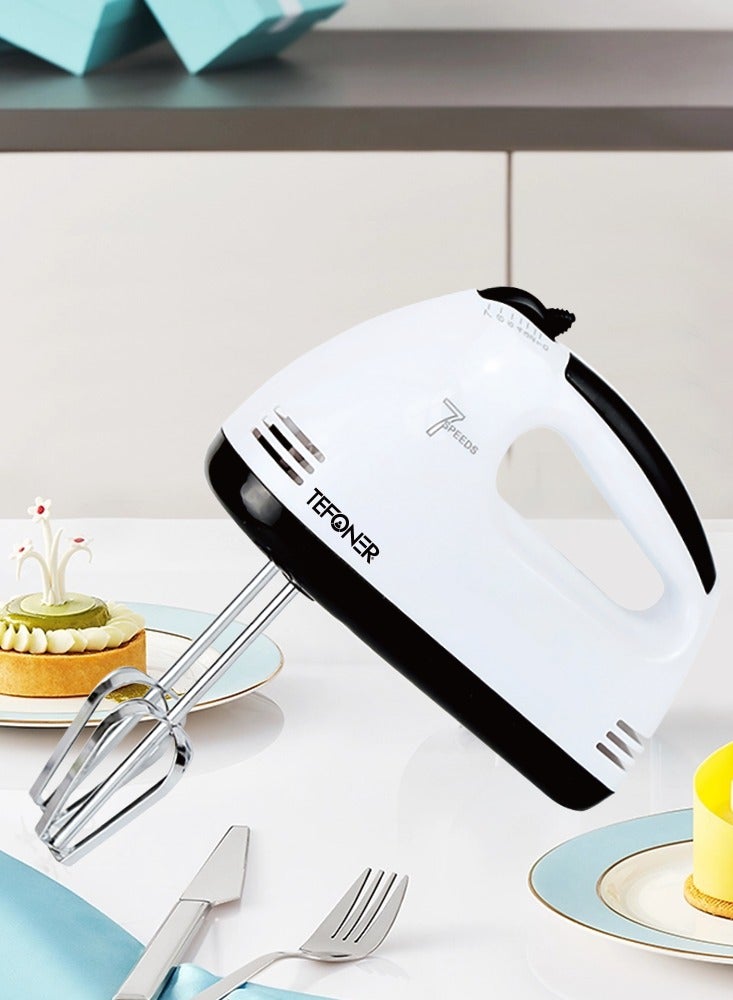 TEFONER 7-speed electric mixer. Powerful 300-watt electric hand mixer. Multi-purpose electric mixer with four heads. Cordless electric egg beater. - Image 2
