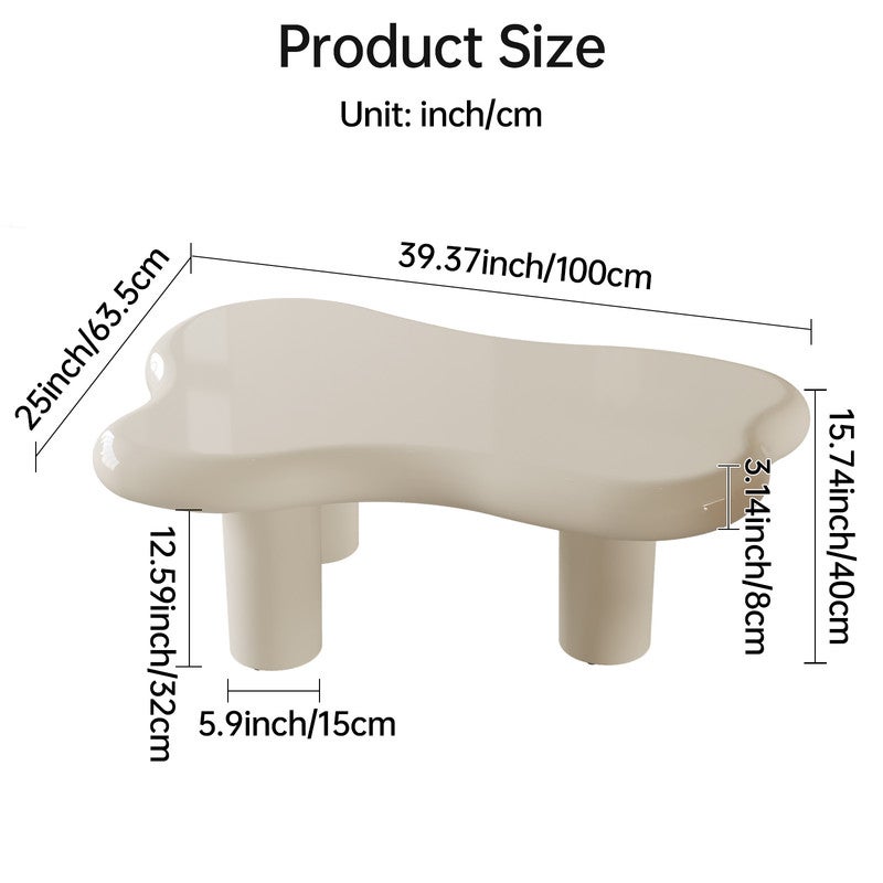 طاولة قهوة أبيض الحليب ، أثاث طاولة قهوة غرفة المعيشة ، طاولة قهوة غير منتظمة حديثة ، طاولة مركزية غرفة المعيشة ثلاثية الساقين ، طاولة قهوة داخلية كرتون مناسبة لغرفة المعيشة وغرفة النوم والمكتب ، سهلة التجميع - Image 2