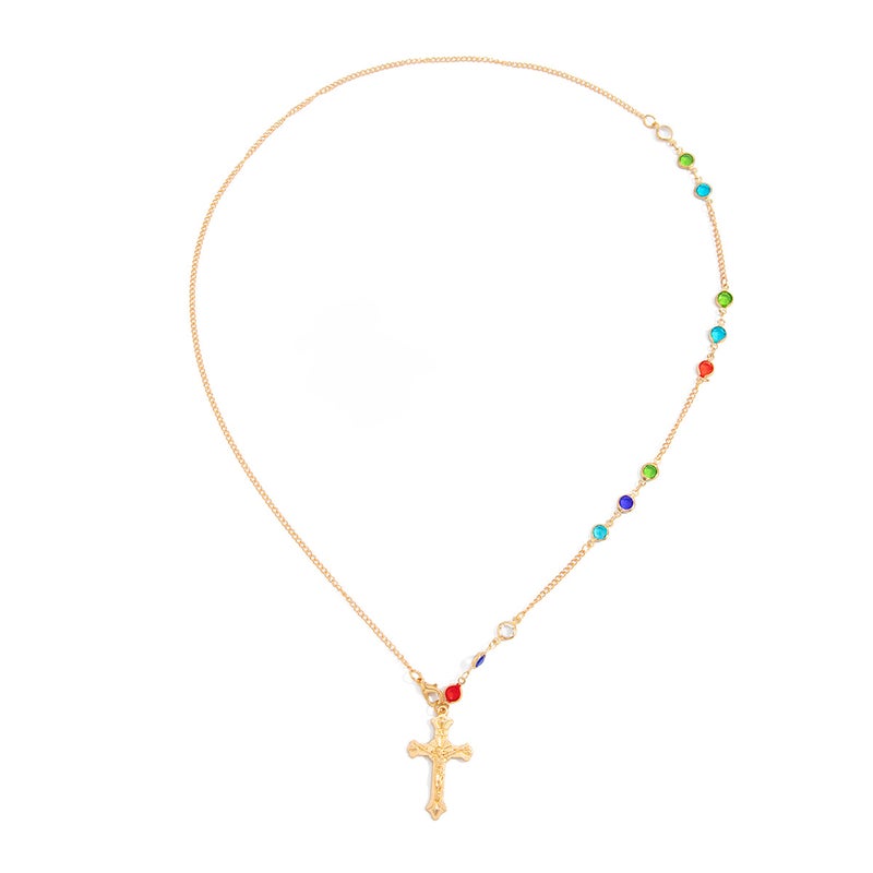 SHIXIN European and American Cross-Shaped Pendant Body Chain with Colorful Crystal Accents - Image 5