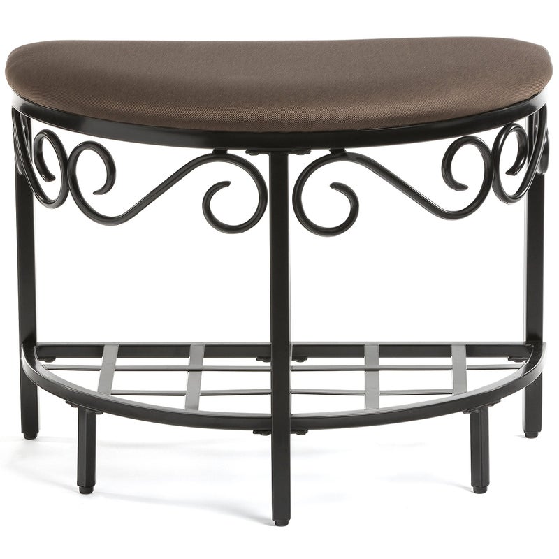 Mango Steam Half Moon Shoe Bench Vanity SeatDressing StoolMakeup Chair Mocha Brown