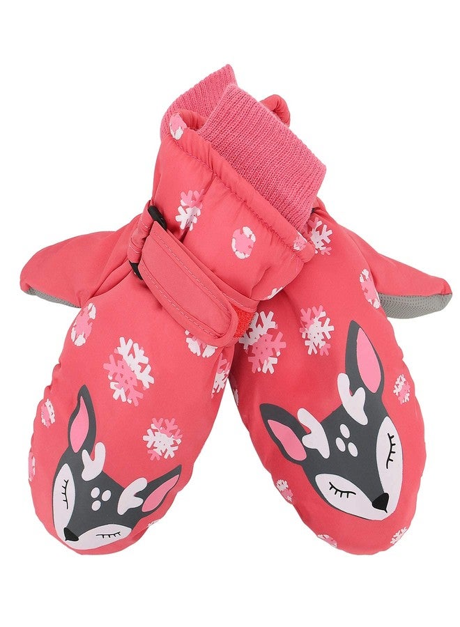 Zando Toddler Mittens Ages 2-4 Kids Winter Mittens Waterproof Snow Gloves for Boys Girls - Pink Fox 2-4T - Image 2
