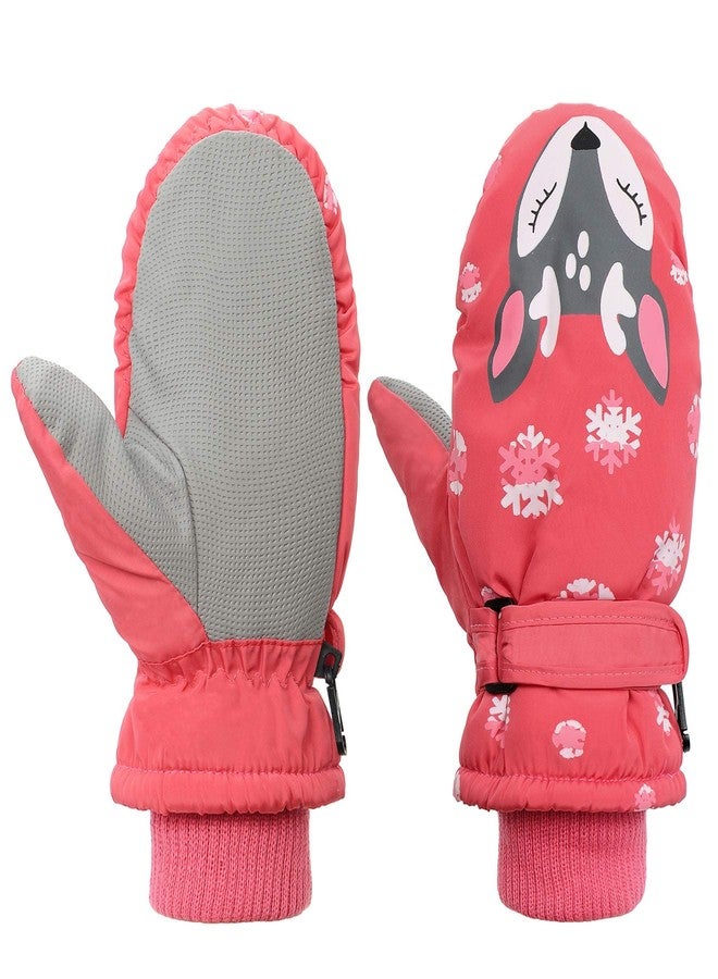 Zando Toddler Mittens Ages 2-4 Kids Winter Mittens Waterproof Snow Gloves for Boys Girls - Pink Fox 2-4T - Image 1