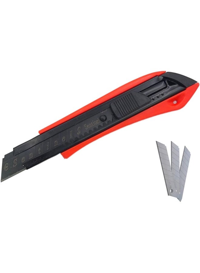 MOMENT 18Mm Utility Knife Set With 1+3 Pcs Replacement Blades, Paper Cutter, Professional Box Cutter With Rubber Handle For Cutting Paper, Cardboard  - Image 1