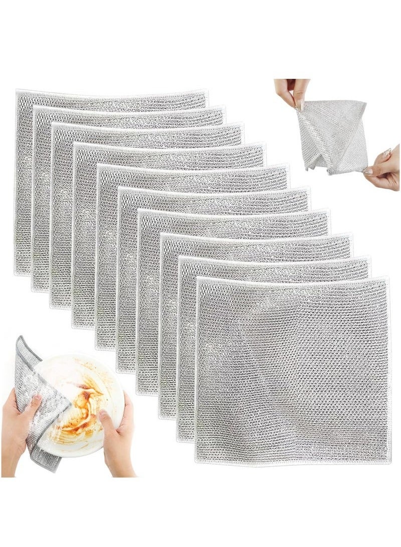 Bukela 20 Pcs Silver Wire Dishcloth - Scratch-Free Kitchen Towels & Cleaning Cloths for Sinks, Pots, Pans (Dishwashing Rags with Mesh) - Image 2