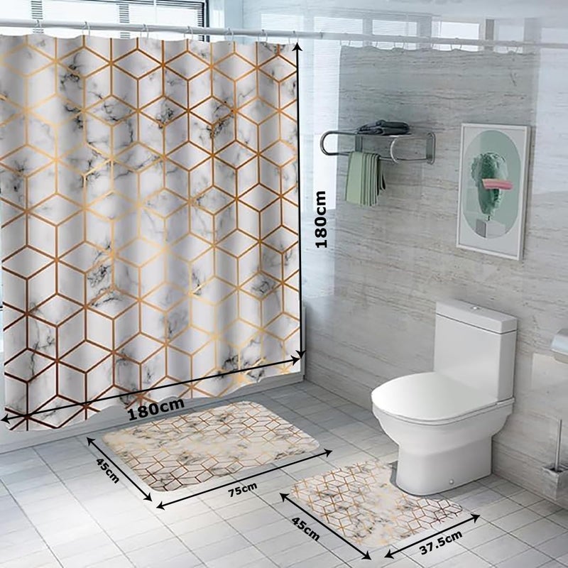 Homestic Homestic Shower Curtain & Bathmat Set | Non-Slip Bath mats for Bathroom | Easy-Slide Curtains | Polyester Curtain or Bathmat for Bath D?cor | YF345-3T | 3 Pcs Set | Multicolor  - Image 5