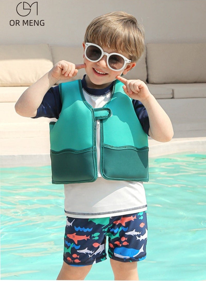 OR MENG Kids Swimming Vest Adjustable Buoyancy Float Jacket, Swimming Training Aid Children Buoyancy Aid Swim Assistance, Green - Image 1